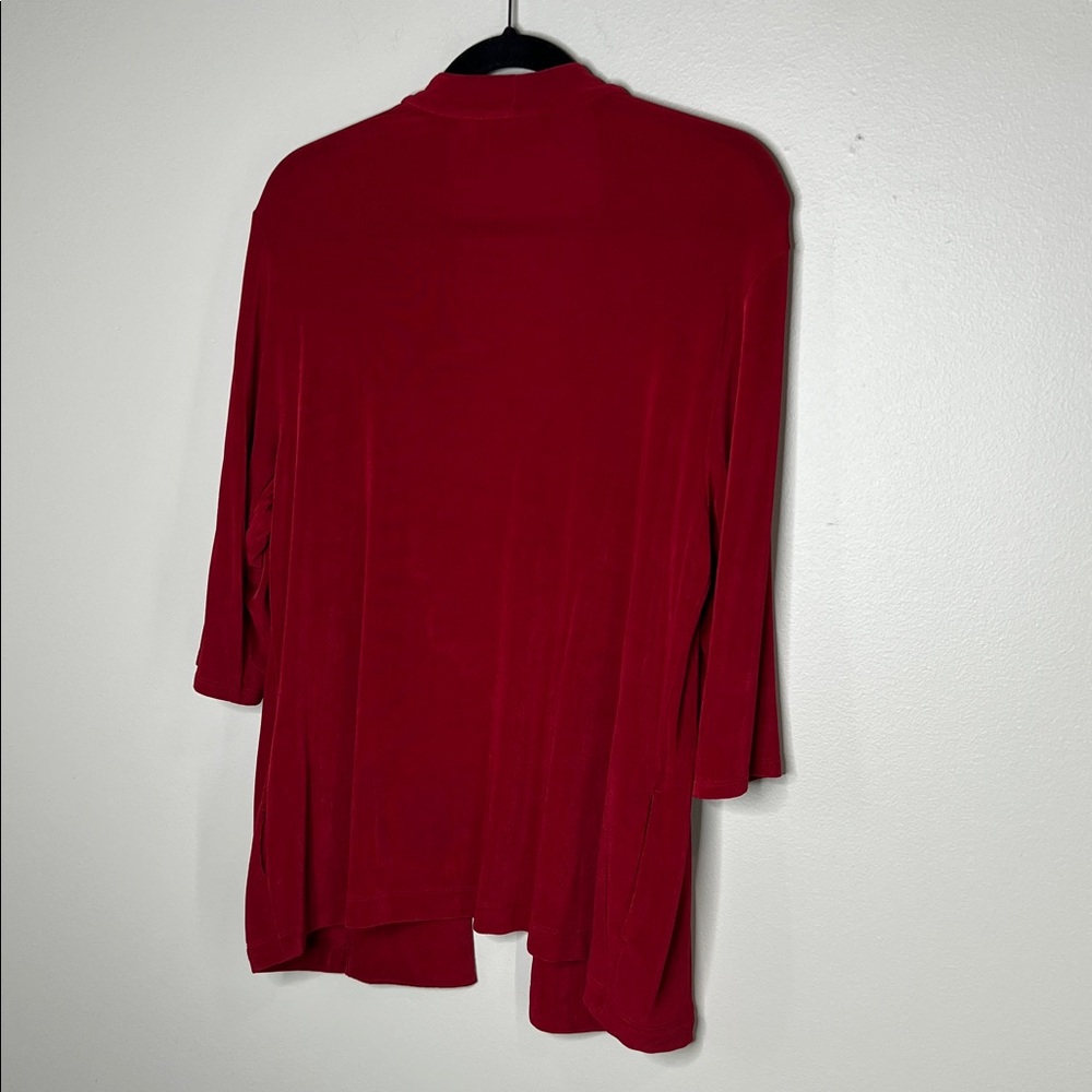 Chico's Travelers Red Open front Cardigan with Pockets size 2 - Picture 9 of 11